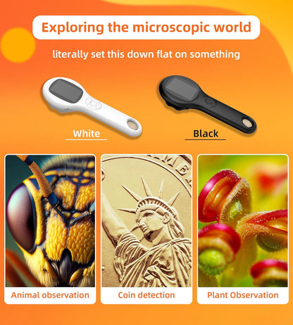 Microscope for Kids - Mini Pocket Digital Kids Microscope, Portable Handheld USB 500X Magnifying Glass, 4X Zoom, Christmas Birthday Gifts for Boys Girls Aged 3-12
