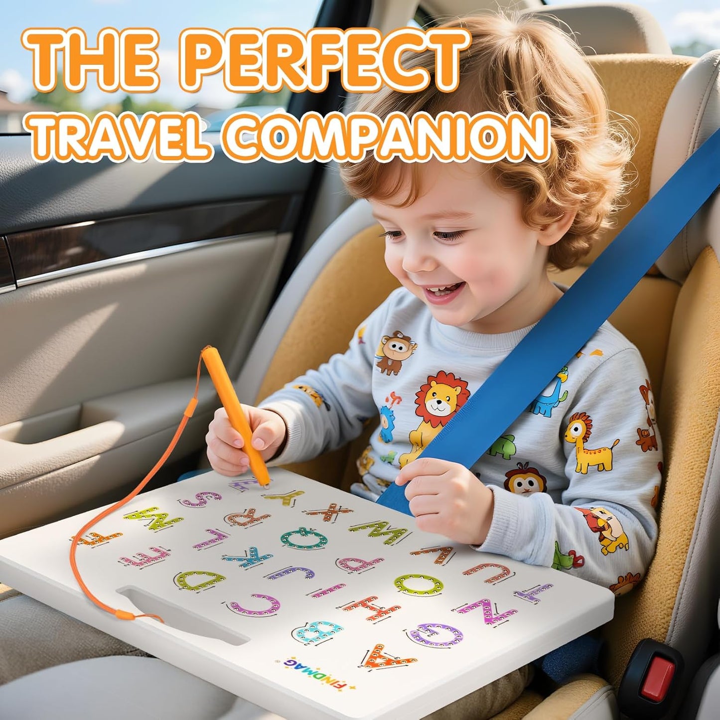 FINDMAG Magnetic Letter Board, Dual Sided ABC Education Board Writing Practice for Toddler, Erasable Educational Tool for Kids, Reusable Learning Toys, Back to School Supplies Road Trip Essentials