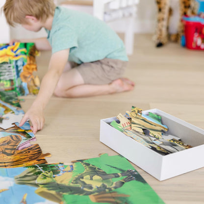 Melissa & Doug Land of Dinosaurs Floor Puzzle, 48 pc Jumbo Jigsaw Puzzle, Educational Screen Free Activity for Toddler, Preschoolers and Kids Ages 3+ (4 feet Long) - FSC Certified