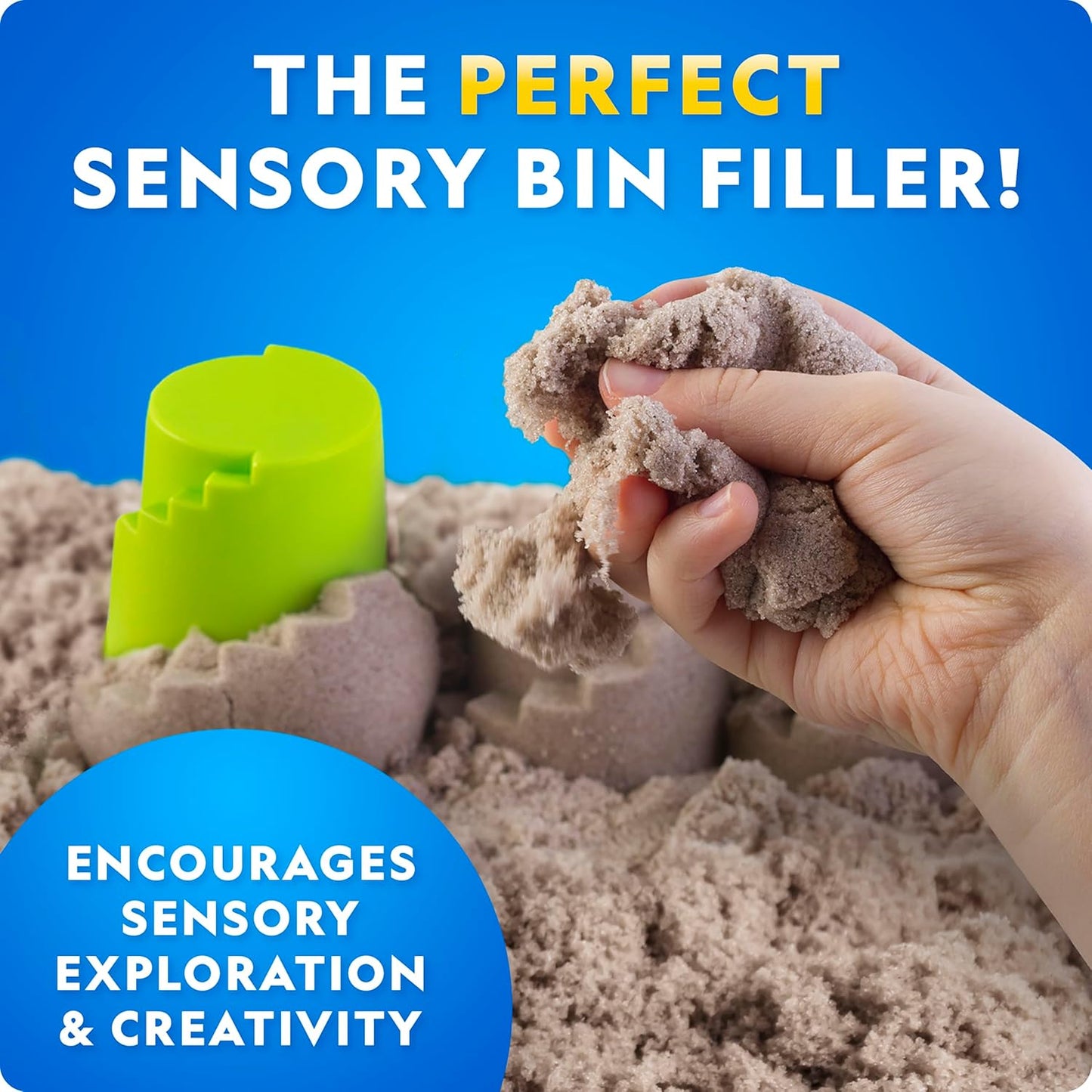 National Geographic Moon Sand - 24 Lb. Bulk Play Sand Kit with 6 Castle Molds (Blue) - A Fun No Mess Sensory Activity, Kids Fake Sand Play Set, Sensory Bin Filler