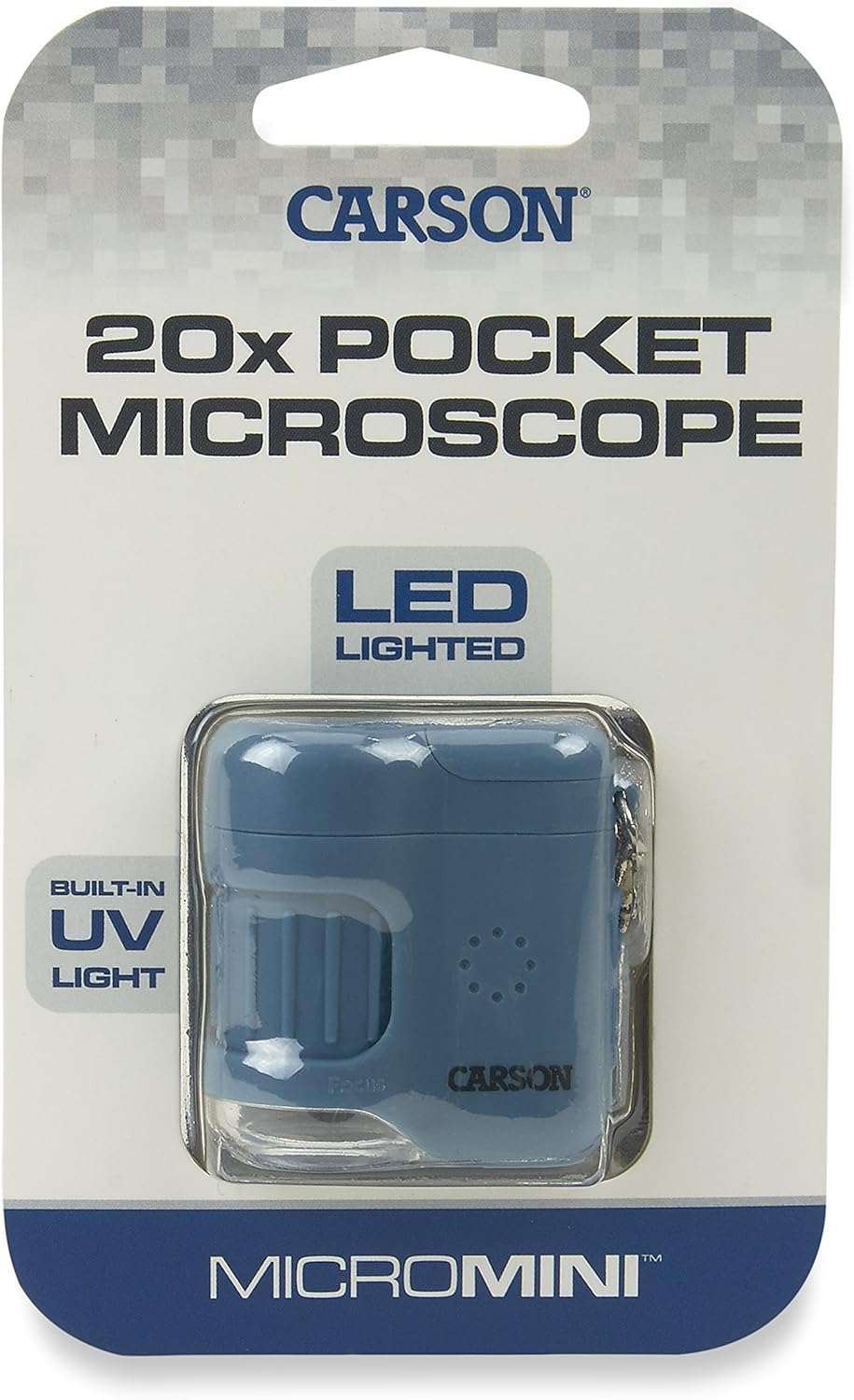 Carson MicroMini 20x Lighted Compact Pocket Microscope, UV and LED Flashlight, Orange (MM-280O)
