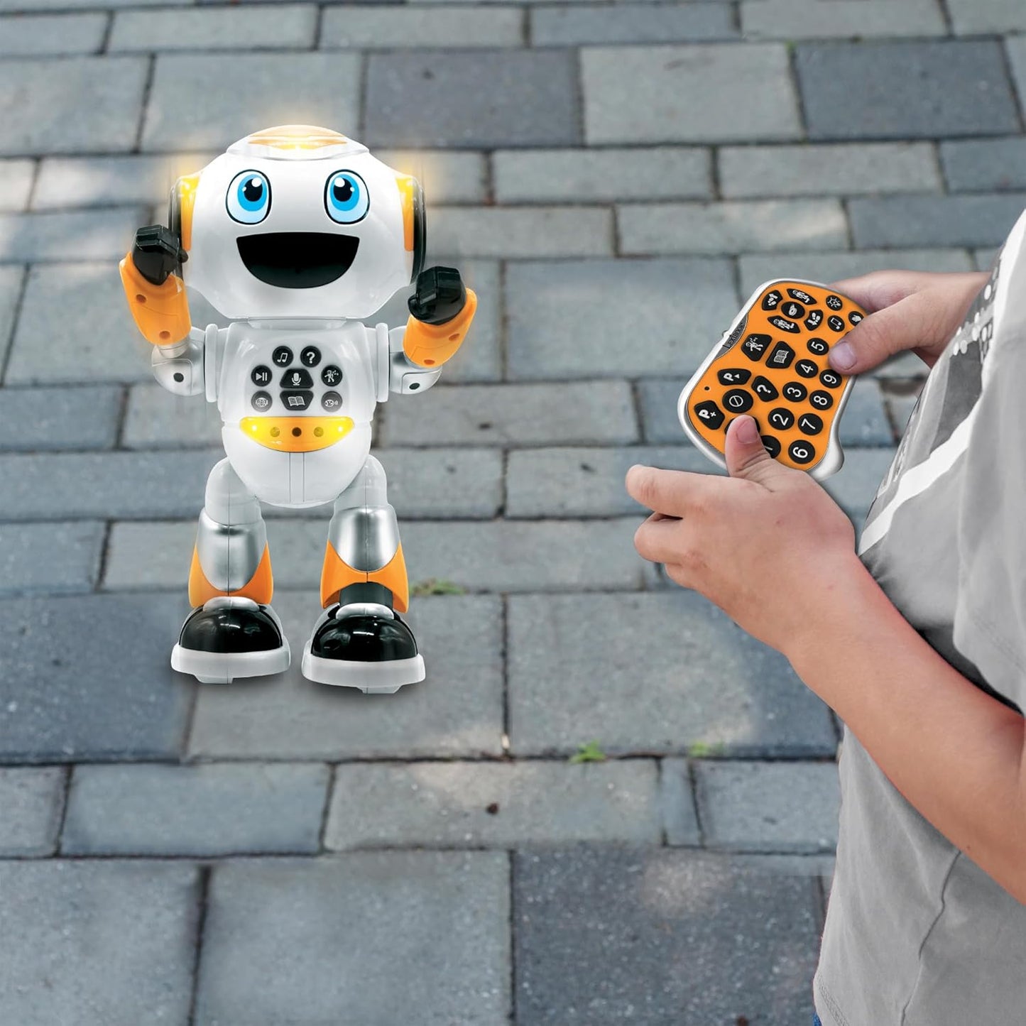 LEXiBOOK, Powerman Neo, My Robot Full of Technology, Remote Control and Gesture Control, Educational Activities in English, Programmable, Music and Dance, Sound and Light Effects, Blue/White, ROB18EN