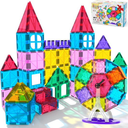 Jasonwell 110PCS Magnetic Tiles Building Blocks Set for Boys Girls Preschool Educational Magnet Construction Kit Stacking STEM Toys Christmas Birthday Gifts for Kids Toddlers 3 4 5 6 7 8 9 + Year Old