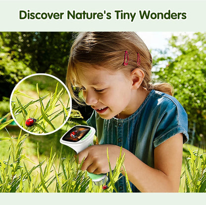 Microscope for Kids, EDCREATY 200X-1000X Portable Pocket Handheld Microscope, 2.4 High-Definition Screen, 200W Pixels for Birthday Christmas Holiday Toys Gifts for 5 6 7 8 9 10 11 12 Kids(White+Green)
