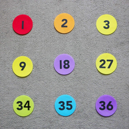 Carpet Spot Markers with Numbers 1-36 for Teachers and Kids, Classroom Floor Circles Dots Rug Mats for Kindergarten Preschool Organization, 4 Inch 36 Pack