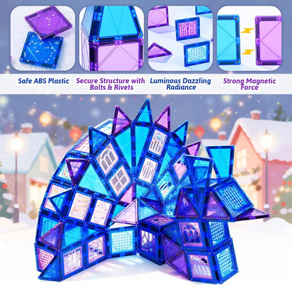 MAGBLOCK 85Pcs Marble Run Magnetic Tiles Toy Building Blocks STEM Educational Child Brain Development Kit Magnet Construction Toys for Boys Girls Kids Age 5 6 7+ Years Old