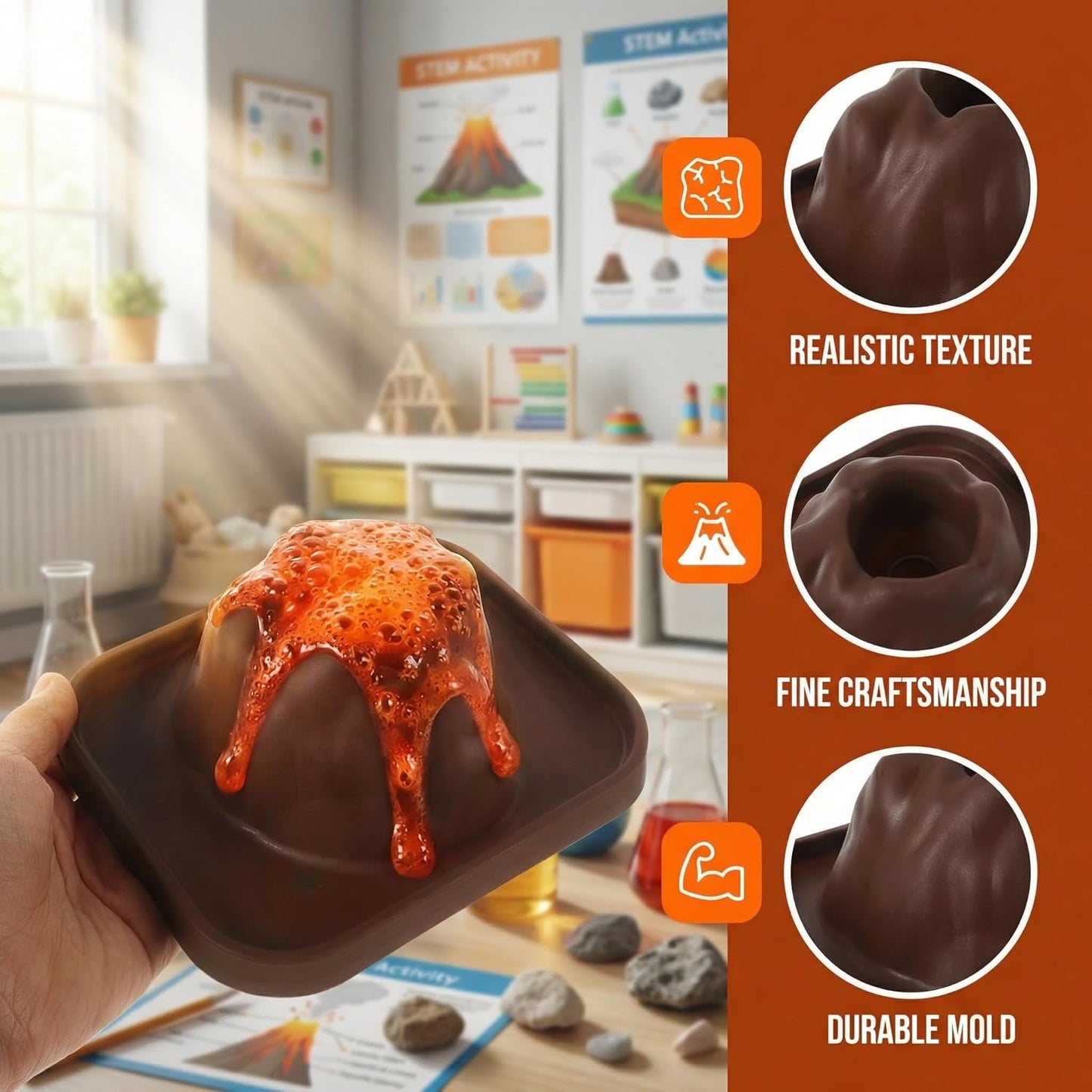 Toddmomy 5Pcs Volcanic Model Volcano Science Kit Eruption Toy DIY Demonstration Props Educational Craft Kits