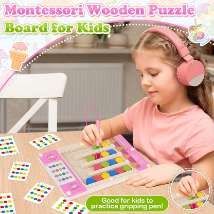 Kids Montessori Magnetic Wooden Toys: 3 4 5 6 7 Year Old Birthday Gift for Boys Girls Age 4-7 Preschool Educational Learning Activities Toy Sensory Autistic Puzzle Maze Game Present for Toddlers