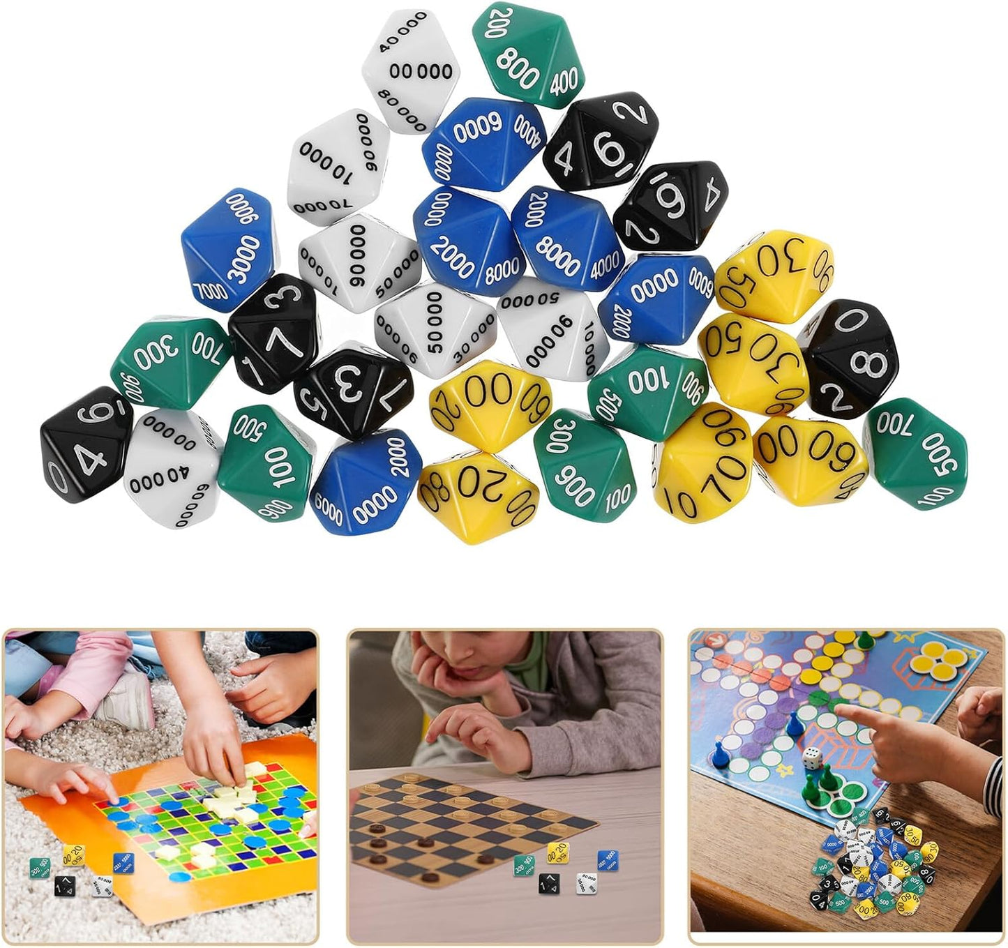 Toyvian 30pcs Multi-Sided Place Value Dice Plastic Dice for Party Board Games and Learning Finish with Detailed Craftsmanship for Enhanced Play Experience