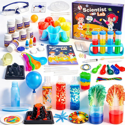 EXBEPE Science Kits for Kids 72+ Science Lab Experiments Erupting Volcano,Rainbow Rain,Artificial Snow Magic Chemistry Toy DIY Science Educational Learning Kit for Boys Girls