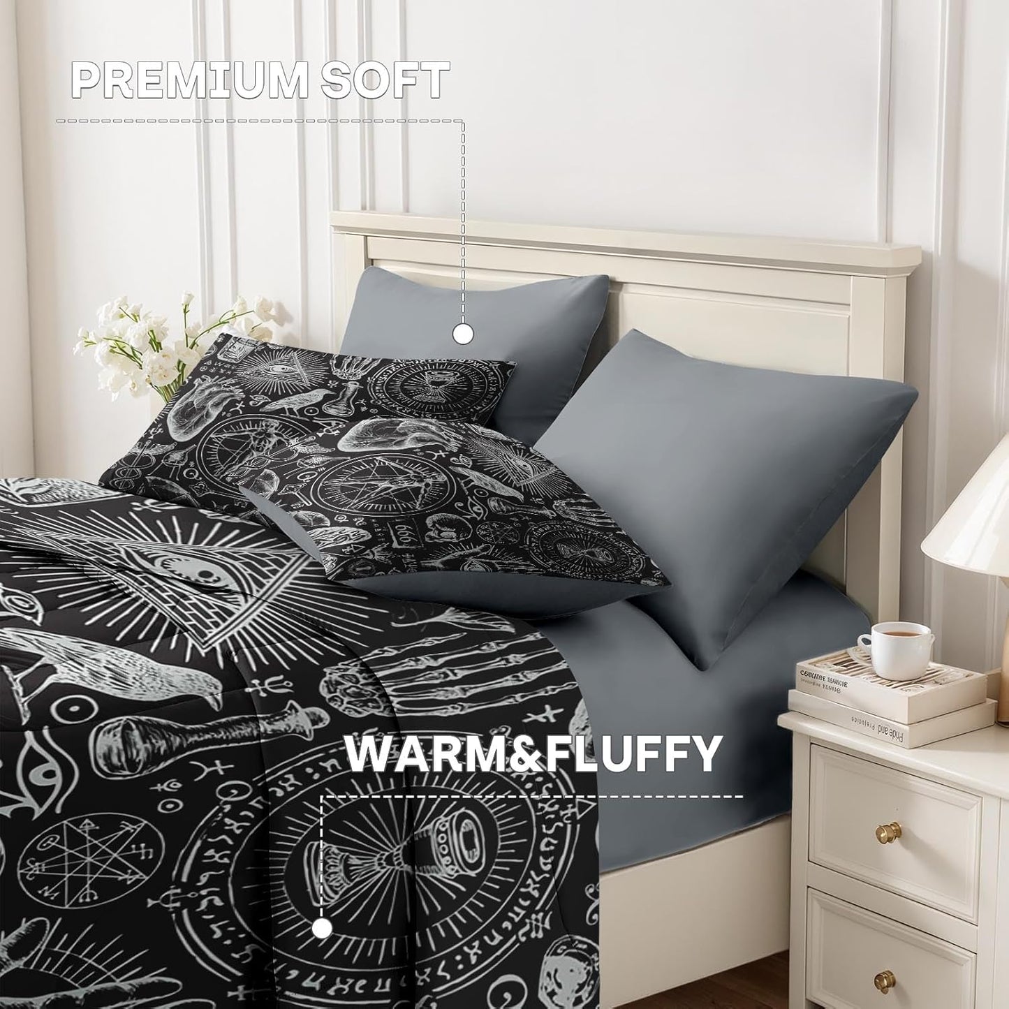 Nesker Comforter Set Twin Size, Science Lab School 5 Pcs Bedding for Kids and Adults, Medical University Chemistry Bed Sheet Sets with Fitted Sheet Pillowcase & Sham