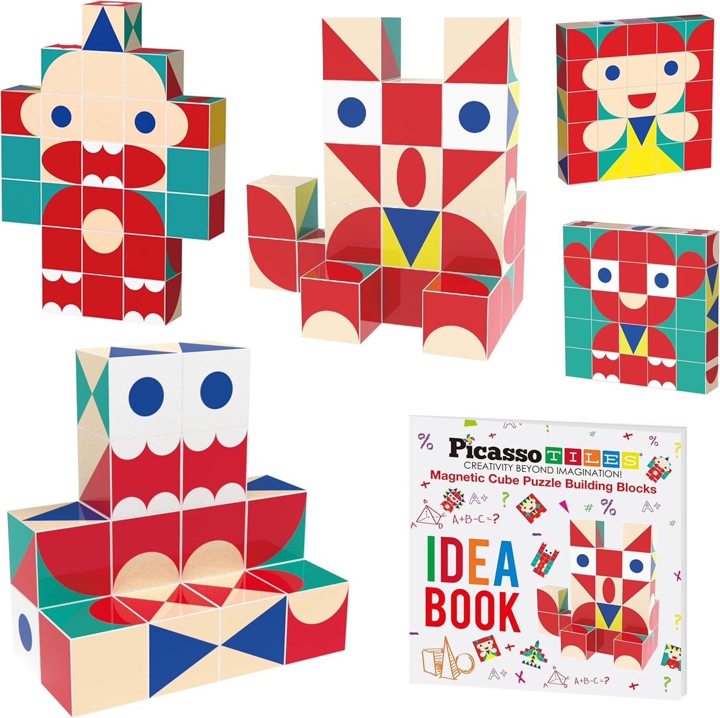 PicassoTiles Infinite Magnetic Puzzle Magic Cube Easy-Connect Brain Teaser Toy Set Magnet Pattern Block Matching Toys Free Ideabook 150+ Inspirations STEM Learning Kids Boys&Girls Age3+ PTC25
