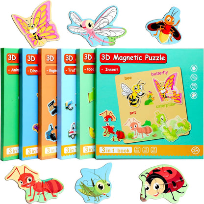 Magnetic Puzzles for Kids Ages 1-3, Travel Toddler Puzzles Ages 2-4 Year, Excavator Refrigerator Magnet for Kids Learning Gift for Road Trip