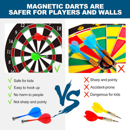 Dart Board - 12pcs Magnetic Darts - Excellent Indoor Game and Party Games - Gifts for 5 6 7 8 9 10 11 12 Year Old Boy Kids