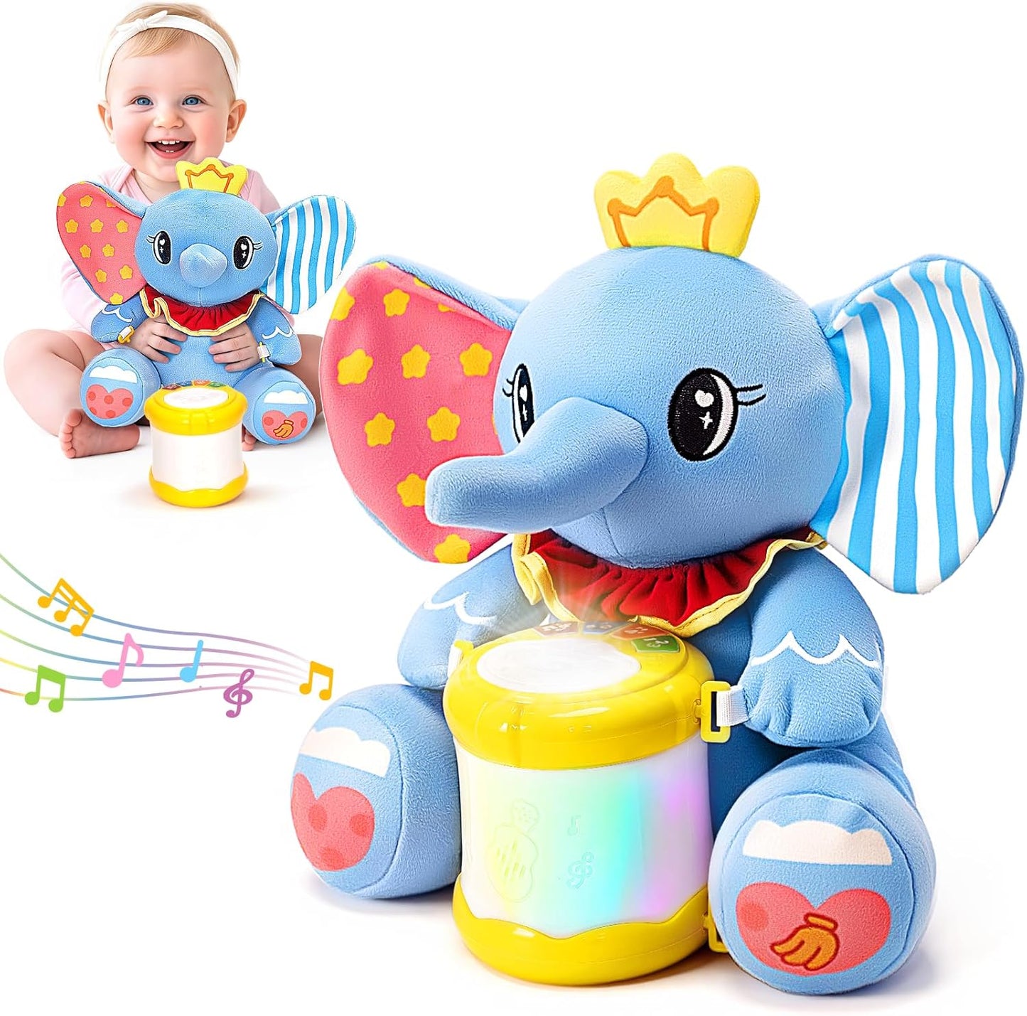 Hodurgyi Baby Toys 6-12 Months, Bear Musical Plush with Lights,ABCs,Animal Sounds, Numbers, Infant Early Learning Toy, Christmas Birthday Gifts for 6+ Month Boys &Girls