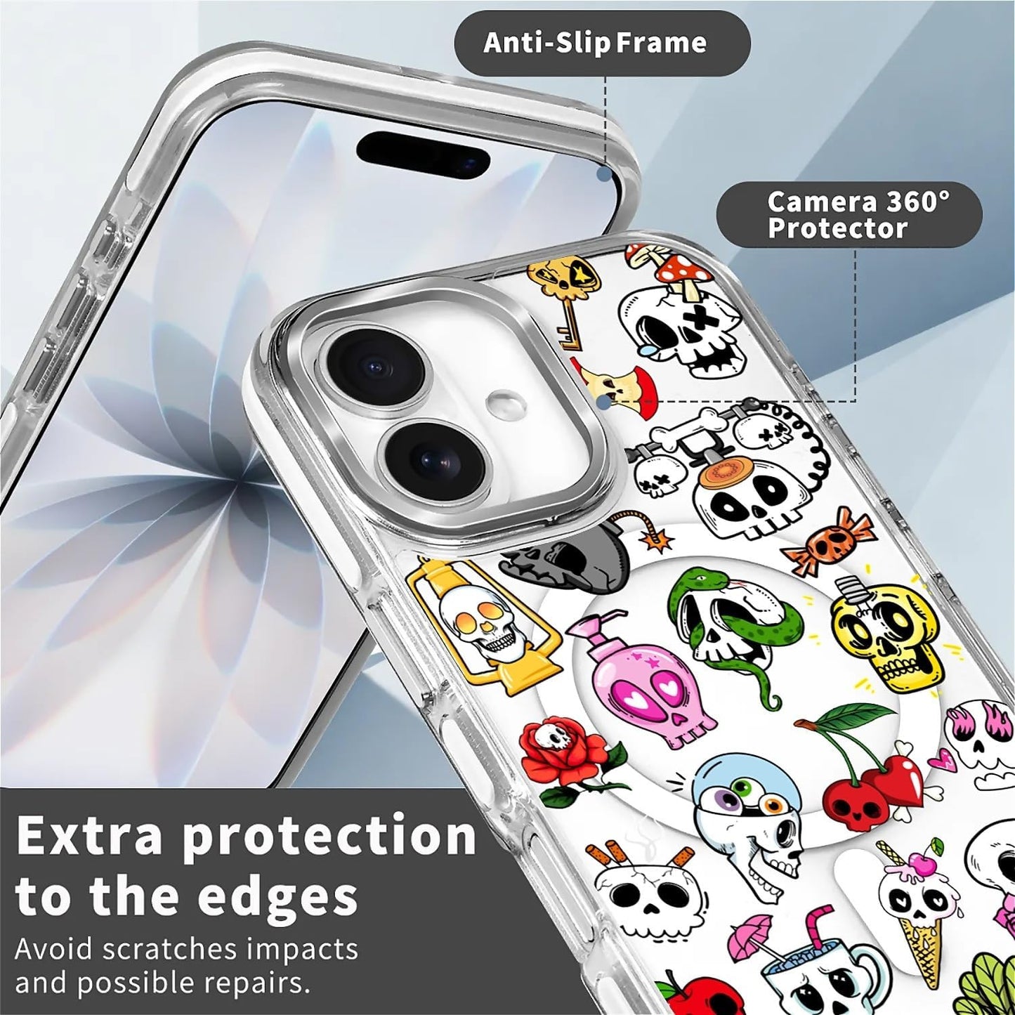 for iPhone 17 Pro Max Case [Compatible with Magsafe],Girls Women Clear Magnetic Case Silicone Shockproof Protective Cover with Pattern Colorful Motivational Letters