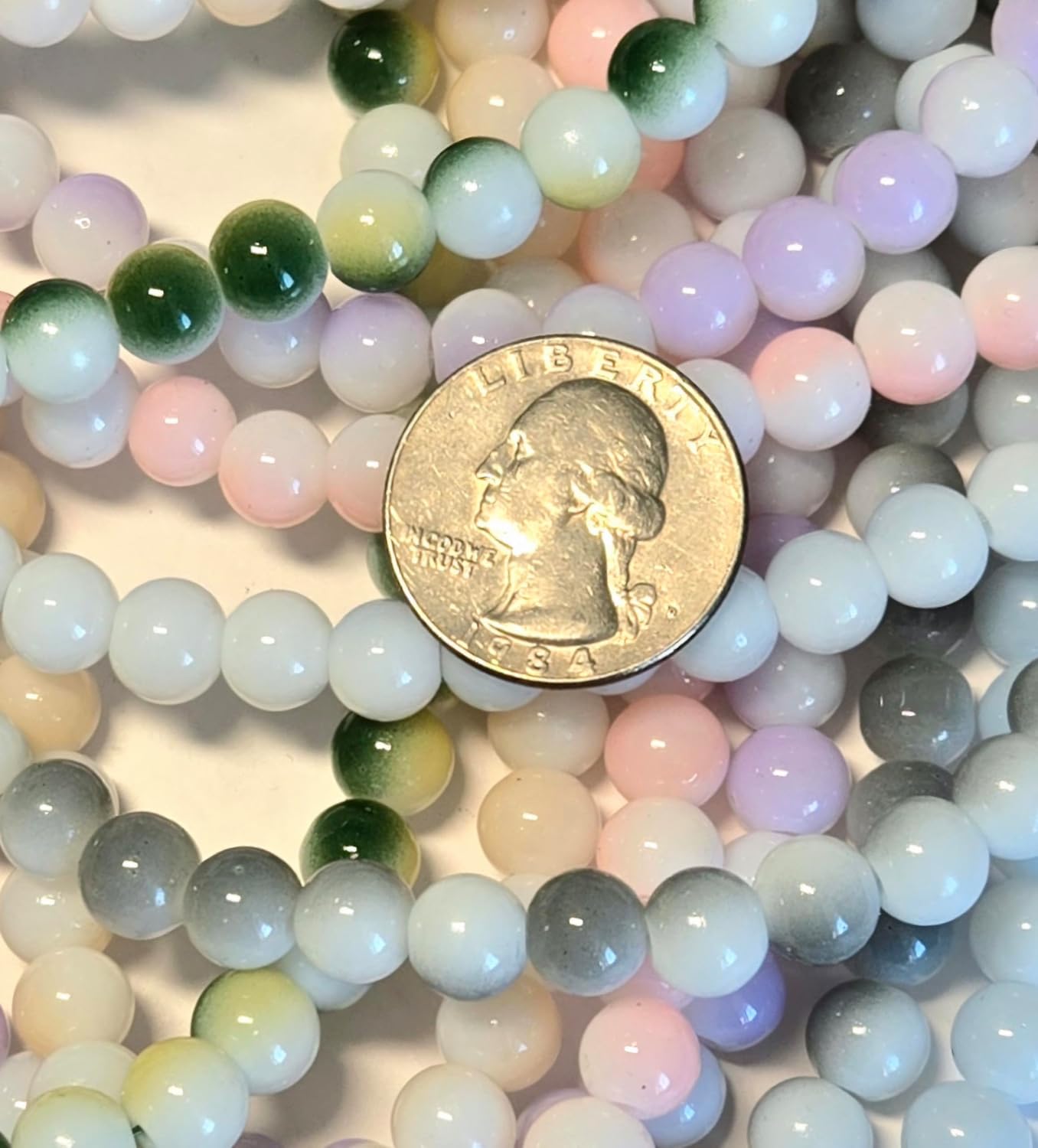 8mm Glass Beads Round Bulk for Bracelet, Glow in Dark Beads, DIY Jewelry Windchime Suncatcher Party Supplies, 300 pcs