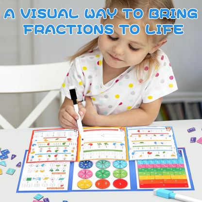 Magnetic Fraction Educational Puzzle, 102 Pcs Magnetic Fraction Puzzle for Kids, Magnetic Fraction Tiles & Fraction Circles, Fractions Manipulatives Learning Games for Elementary School
