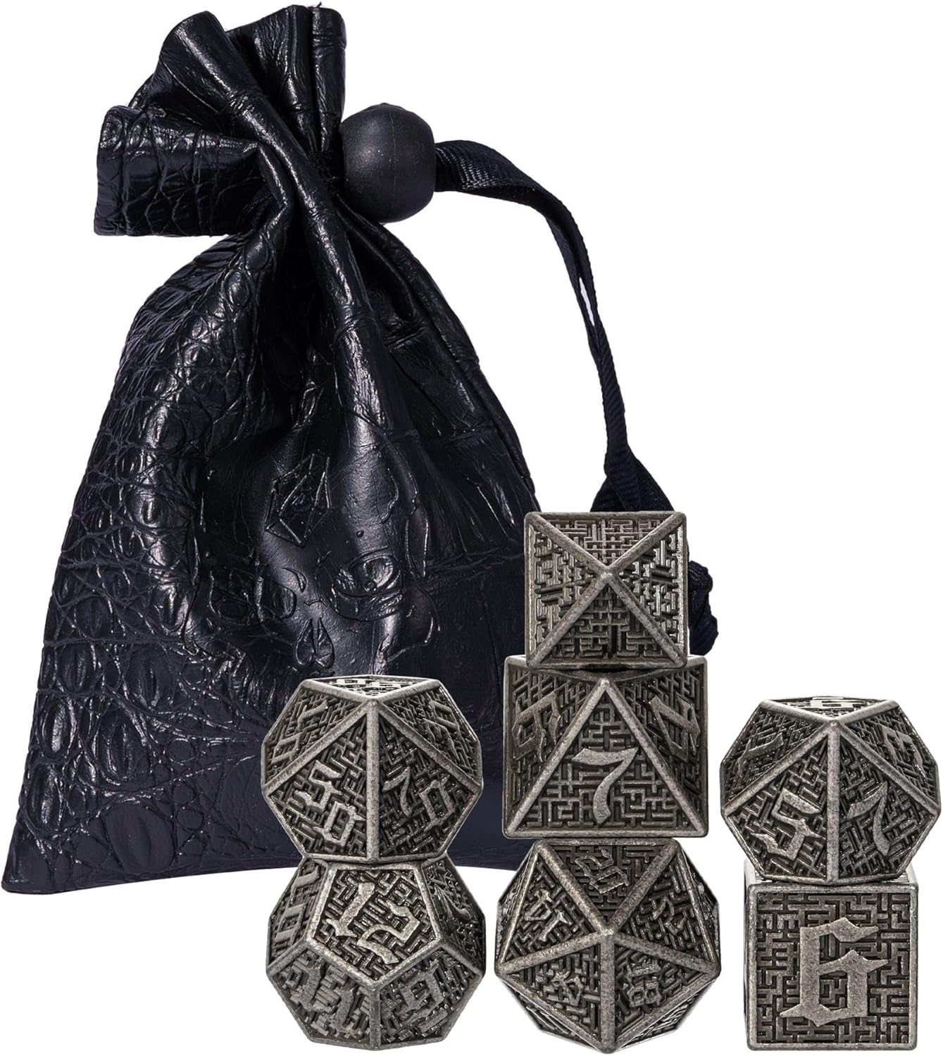 UDIXI Steampunk Metal Dice Set, 7 Die Polyhedral DND Dice Set for D&D Role Playing Game and Math Teaching (Ancient Copper)