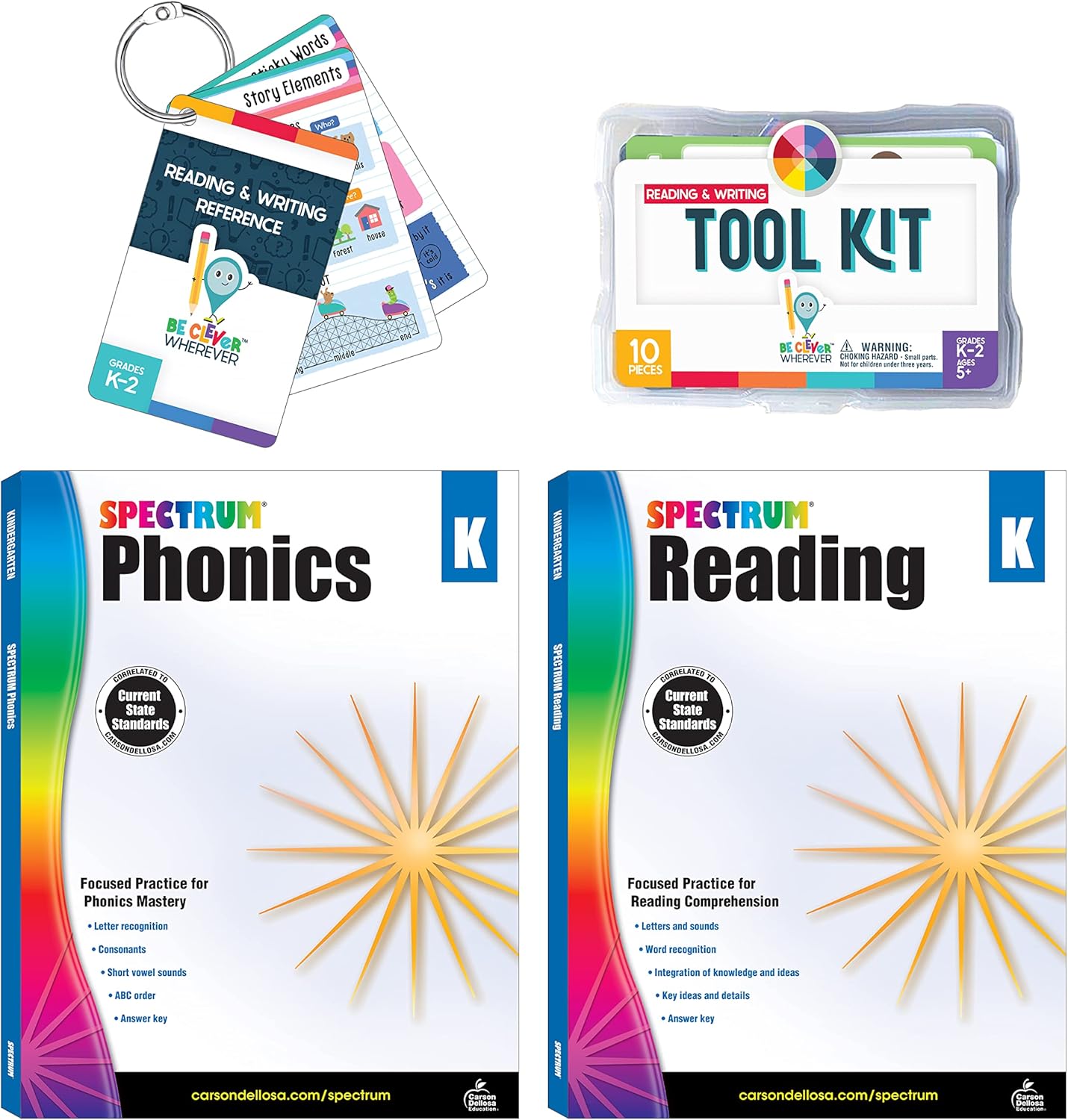Carson Dellosa 531pc K-2 Literacy Bundle, Kindergarten, 1st Grade, 2nd Grade Phonics Posters, Bulletin Board Sets, Instructional Resources, Dry-Erase Manipulatives, Big Box of Sentence Building Game