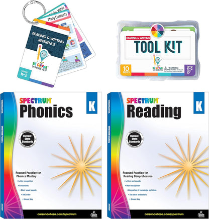 Carson Dellosa 531pc K-2 Literacy Bundle, Kindergarten, 1st Grade, 2nd Grade Phonics Posters, Bulletin Board Sets, Instructional Resources, Dry-Erase Manipulatives, Big Box of Sentence Building Game