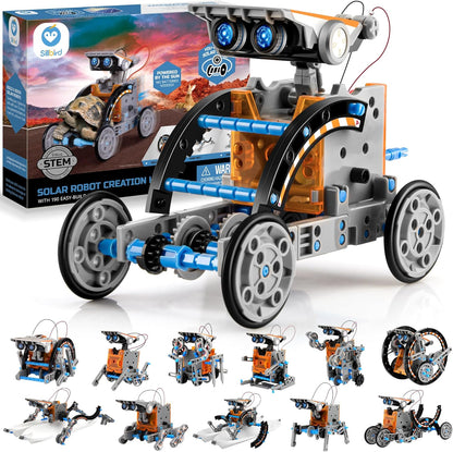 Sillbird Solar Robot Building Kit STEM Gift for Boys Aged 8-12, 12-in-1 DIY Science Educational Robotic Toys for Kids Teens Birthday, Powered by the Sun with 190 Pieces