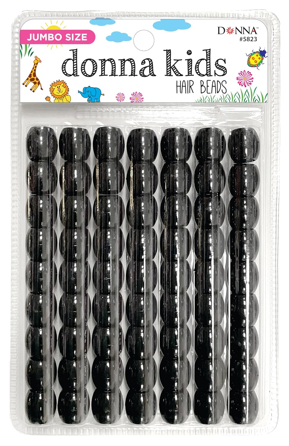 Donna Kids Jumbo Pony Beads 15mm Silver, Clear – Large Hair Beads for Braids, Ponytails & Styling, Durable Soft Rubber Feel for Kids’ DIY Hair Accessories, Bracelet & Craft Use, 1 Pack