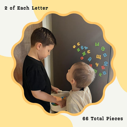 Good Ground Russian Magnetic Alphabet Letters, Educational Learning Toy for Kids, Play on Fridge, Magnetic Board, 2 Sets Russian Letters 66 Total Letters