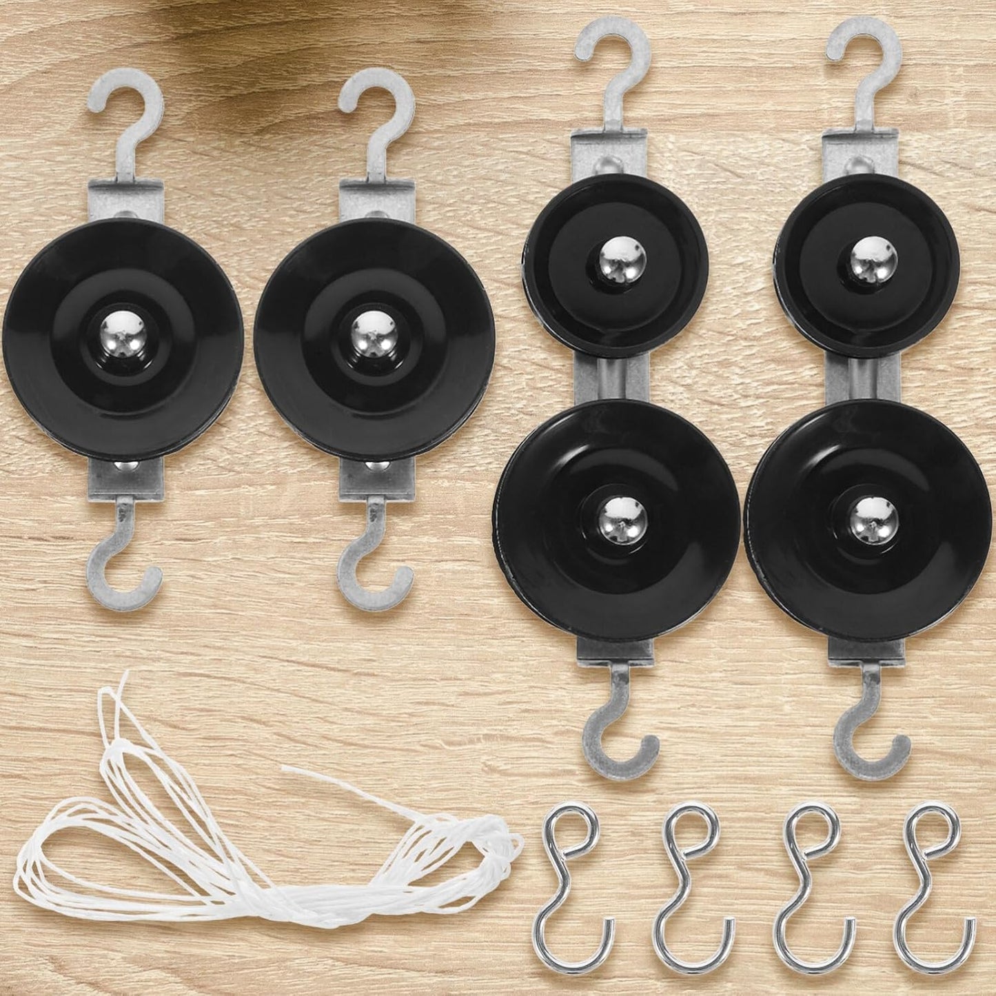 10-Piece Mechanics Pulley Block Set - Heavy Duty Metal Fixed & Movable Pulleys with Ropes, Hooks, STEM Physics Lab Science Kit & Simple Machines Teaching Equipment