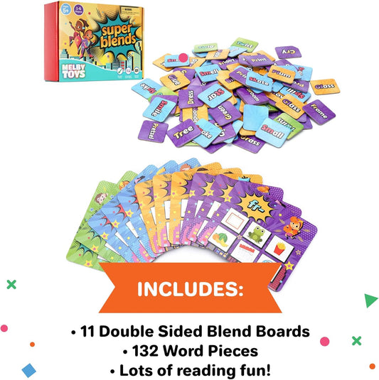 Super Blends Phonics Reading Game (22 Blends) - Phonics Games for Kids Ages 6-8, Reading Games for Emerging Readers, Best Resources for Parents and Teachers