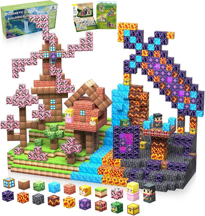 Magnetic Blocks Toys for Kids, 100 PCS Building Blocks Cubes, Stacking Magnetic Tiles Toys for Kids Toddlers Boys Girls Ages 3 4 5 6 7 8-12 Birthday Gifts Party Supplies (Underworld)