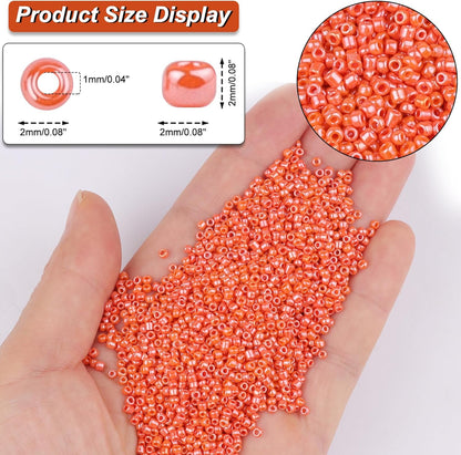 10100 Pcs Size 11/0 Glass Seed Beads, 2 mm Dark Green Small Mini Spacer Loose Pony Beads for Jewelry Making and DIY Crafts - Colors A