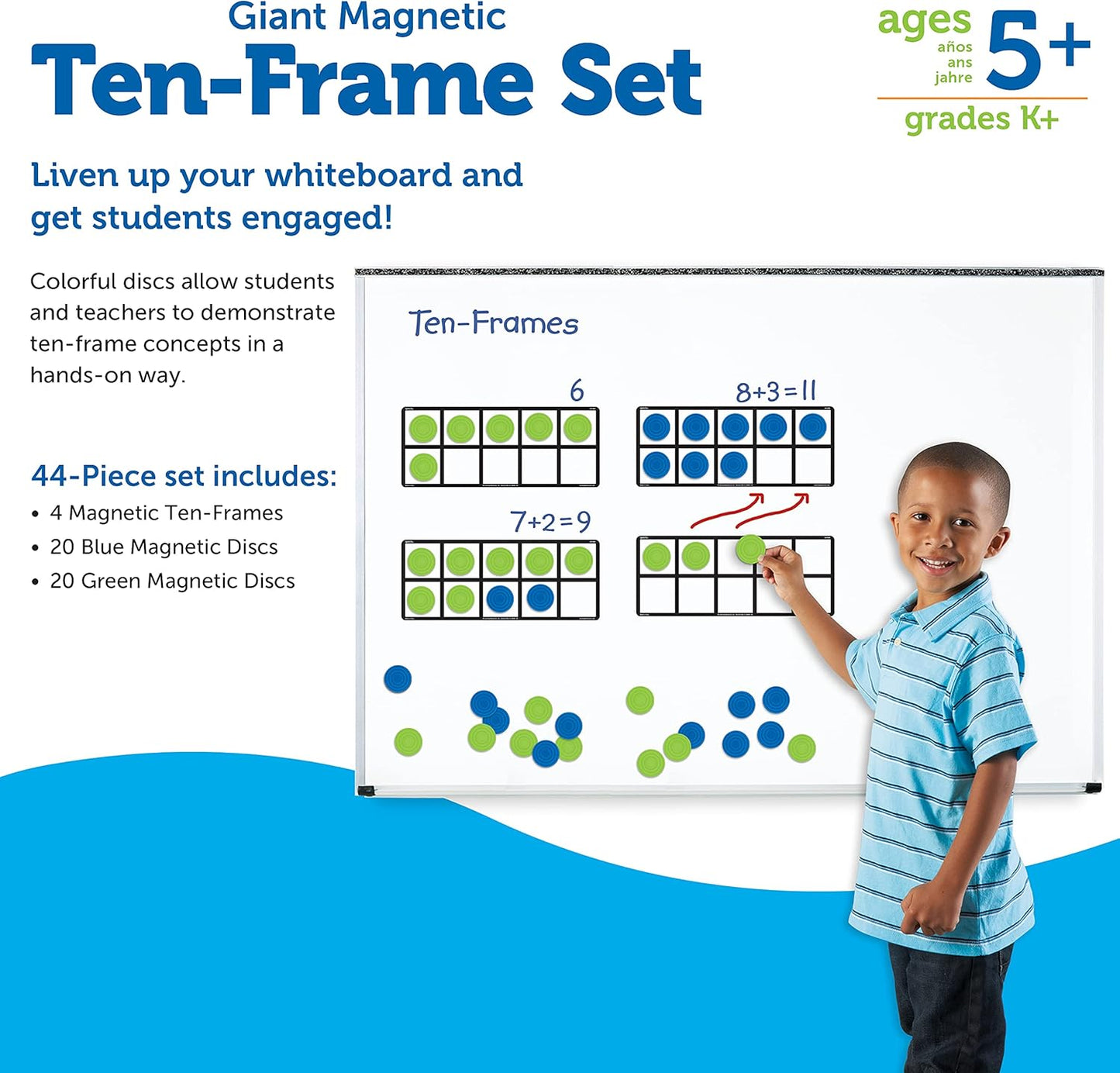 Learning Resources Rainbow Ten-Frames Classroom Set, 140 Pieces - Math Tools for Students Ages 5+, School Supplies and Teacher Resources, Classroom Supplies