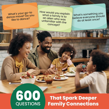 Prompta 600 Conversation Cards for Families – Fun Family Game for Kids and Adults During Game Night, Family Dinner, or Road Trips – Five Get to Know You Question Categories on 2.5" x 1.75" Cards
