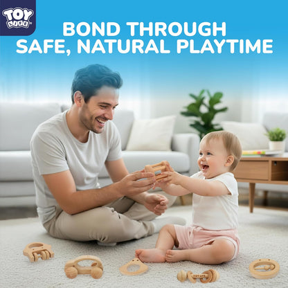 TOY Life Wooden Toys Cars, Montessori Baby Toys 6-12 Months, Wooden Baby Toys Rattle Cars for Toddlers 1-3, Baby Boy Girl Nursery Decor, Montessori Toys for 1 Year Old Boy First Birthday Gift