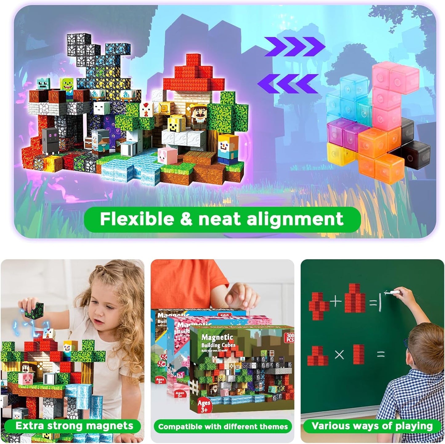 Magneverse 200 PCS 0.8in Magnetic Blocks - Magnet Toys for Kids, Magnetic Building Blocks Cubes, Stacking Magnets, School STEM Toys Birthday Gifts for Boys and Girls Age 3+ Years Old (Theme: Portal)
