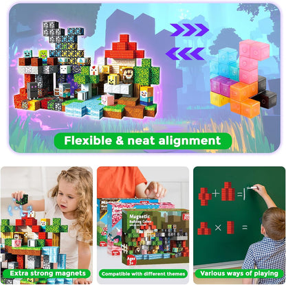 Magneverse 200 PCS 0.8in Magnetic Blocks - Magnet Toys for Kids, Magnetic Building Blocks Cubes, Stacking Magnets, School STEM Toys Birthday Gifts for Boys and Girls Age 3+ Years Old (Theme: Portal)