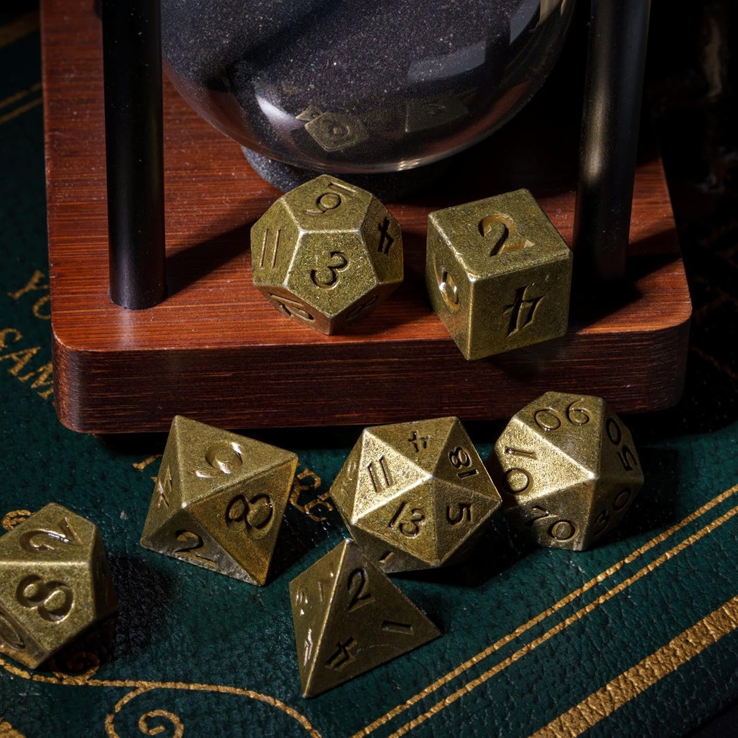 UDIXI Steampunk Metal Dice Set, 7 Die Polyhedral DND Dice Set for D&D Role Playing Game and Math Teaching (Ancient Copper)