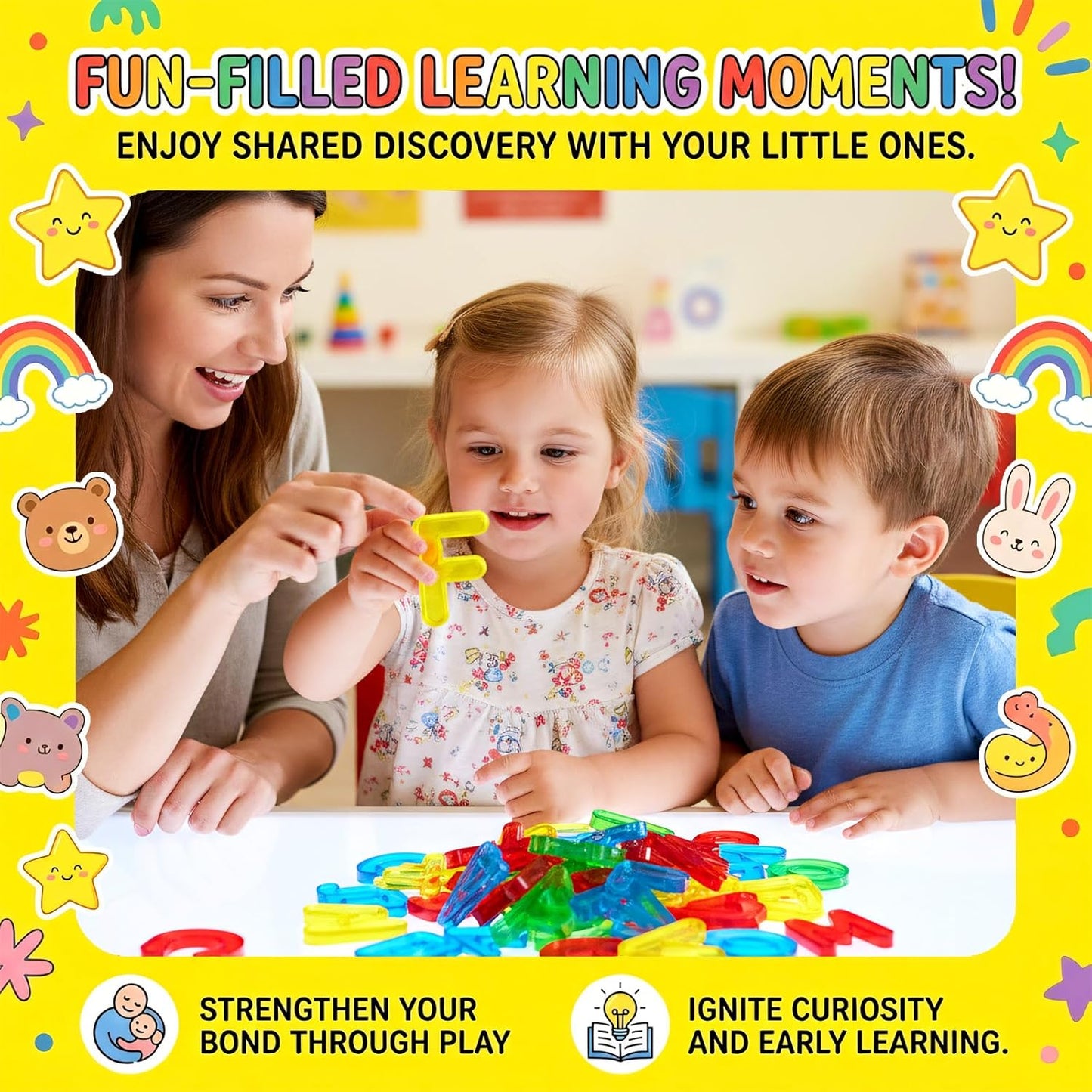 67 Pcs Plastic Practice Set Transparent Letters and Numbers Include Uppercase Letters Lowercase Letters and Numbers Colorful Plastic Letters and Numbers for Kids Counting and Spelling, Ages 3+