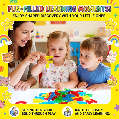 67 Pcs Plastic Practice Set Transparent Letters and Numbers Include Uppercase Letters Lowercase Letters and Numbers Colorful Plastic Letters and Numbers for Kids Counting and Spelling, Ages 3+