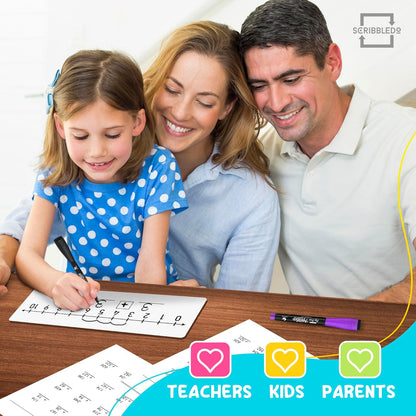 SCRIBBLEDO 5 Pack Dry Erase Number Line White Boards 4x12Inch Lapboard Durable Portable Double Sided Numbers 1 Thru 10 and 20 Math White Board for Kids Students Classroom Whiteboard Math Manipulatives