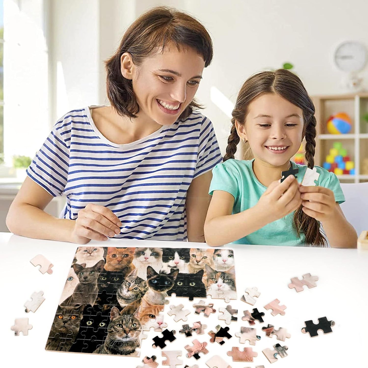 LELEMON 100 Pieces Jigsaw Puzzles in a Metal Box for Kids Age for 4-8 Boys Girls Toy Puzzles Construction Site Vehicles Children Learning Educational Puzzles Toys