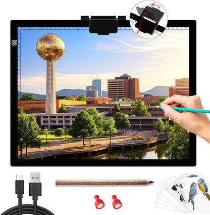 A3 Light Pad for Diamond Painting - Tracing Light Box with Stand, Stepless Dimmable 3 Levels Brightness Light Board, Ultra-Thin LED Light Pad for Weeding Vinyl, Drawing, Diamond Painting, Sketching