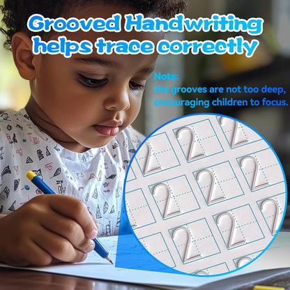 4 Magic Grooved Writing Practice for Kids - English Pre K Tracing Practice Book, Reusable Preschool Handwriting Workbooks Without Tears, 4-Theme Copybooks with Pen Refill for Age 3-10 (English, Small)