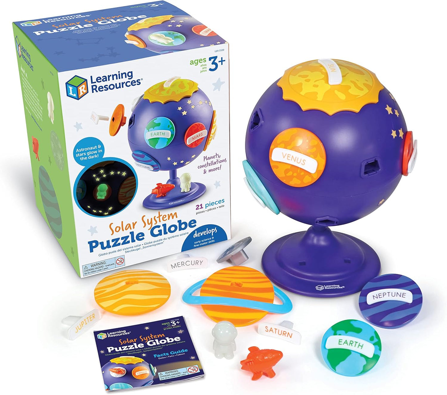 Learning Resources Solar System Puzzle Globe - Space Toys for Toddlers, STEM for Kids, Sorting and Matching, Fine Motor Skills, 21 Pieces, Age 3+