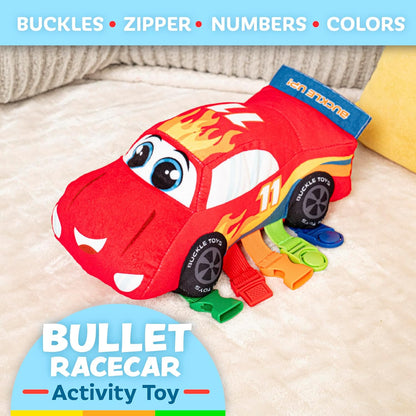 Buckle Toys - Bullet Racecar - Develop Fine Motor Skills - Sensory Learning Activity Toys - Toddler Plane Travel Essential