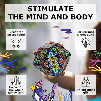 Shashibo Shape Shifting Box - Award-Winning STEM Fidget Toy with Ultra Strong Magnets - Puzzle Cube Transforms Into 100+ Shapes, Perfect Sensory Gift for Kids, Teens, and Adults (Glowquarium)