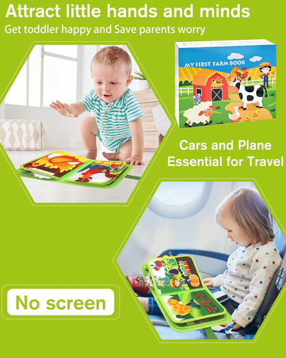 Meafeng Busy Board for Toddlers 1-3 – Montessori Busy Toys for 1 2 3 Year Old Boys Girls, Preschool Educational Travel Quiet Activity Book with Life Skills, Sorting, Matching, and Cognitive Games