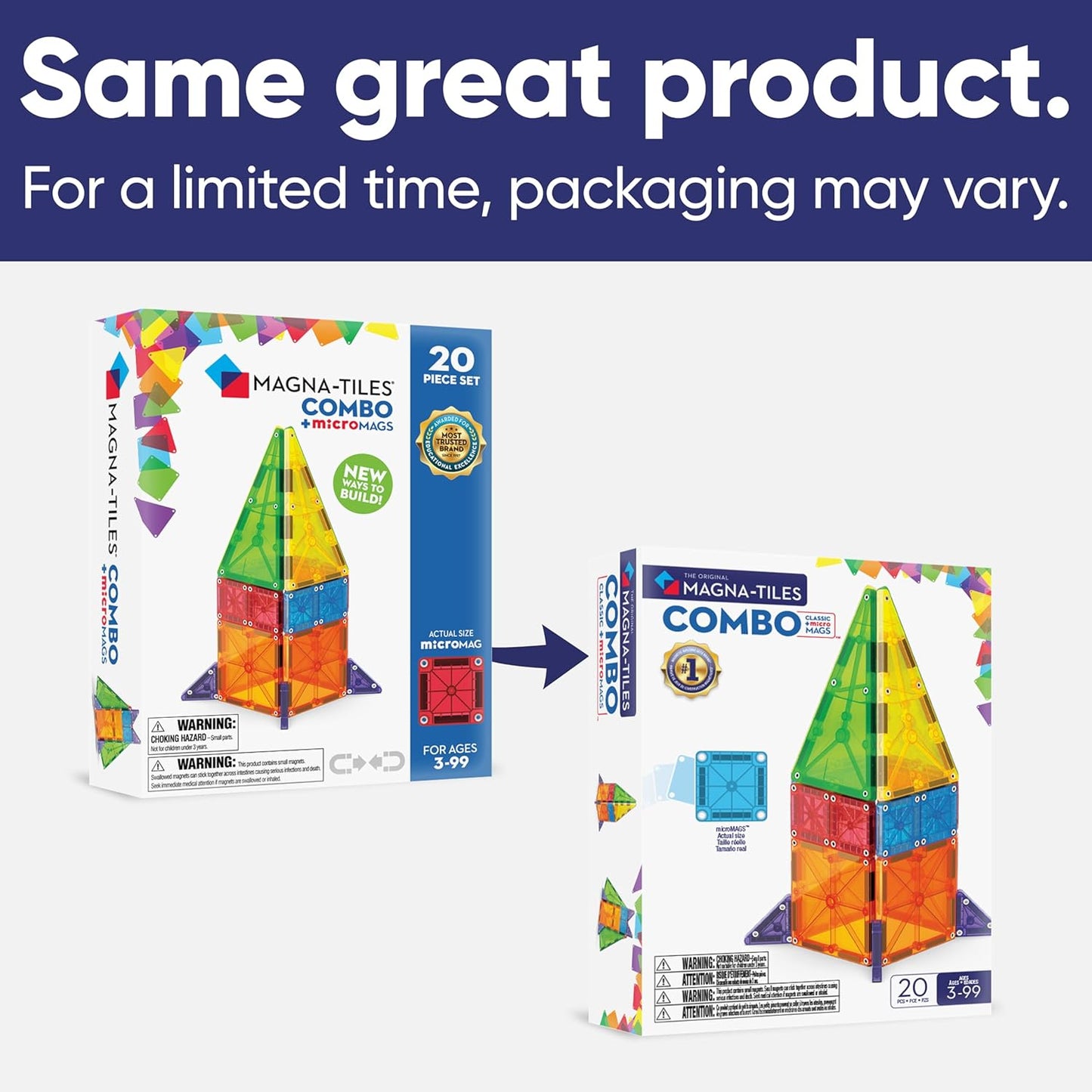 Magna-Tiles Combo 62-Piece Magnetic Construction Set, The Original Magnetic Building Brand