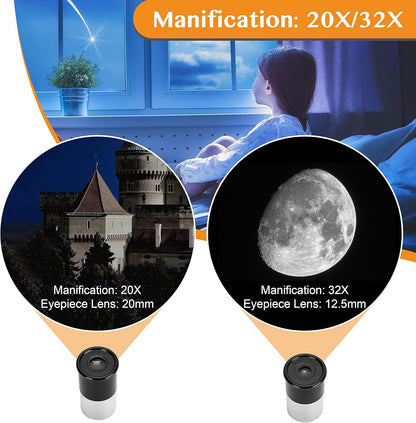 AOMEKIE 40/400 Portable Telescopes with Tabletop Tripod 2 Eyepieces for Kids and Astronomy Beginners with Finderscope and Compass,Space,Gifts(32, x)